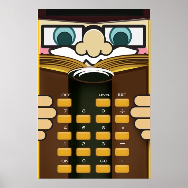 Poster Professor Calculadora desenho animado engraçado (Frente)