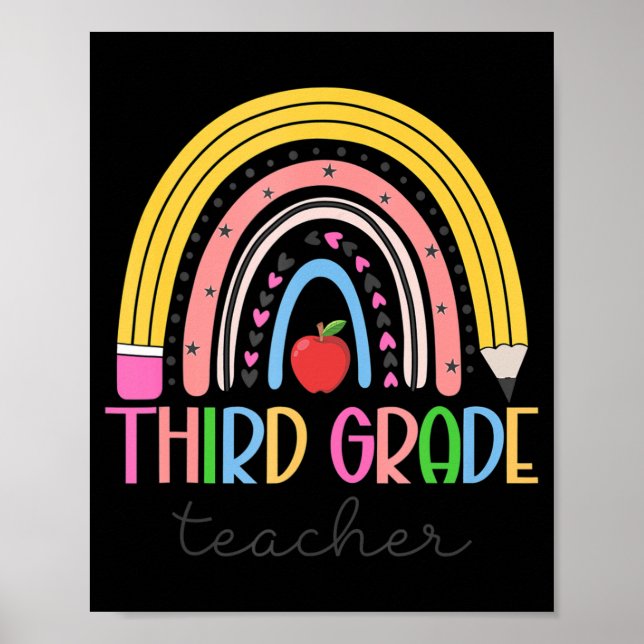 Poster Professor de 3º grau Ama Ensinar Arco-Íris (Frente)