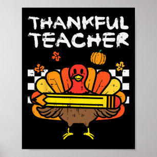 Poster Professor de Ação de Graças Turquia Retro Fall Wo