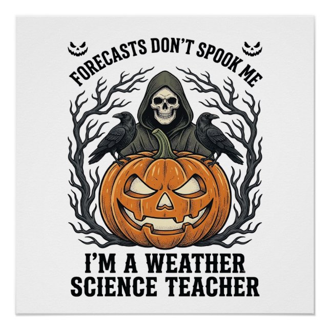 Póster Professor de Clima Halloween Sinistro Ceifador Abó (Frente)