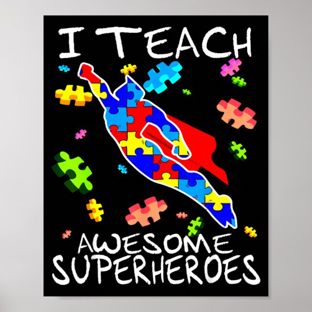 Poster Professor de Conscientização do Autismo Eu Ensino  (Frente)