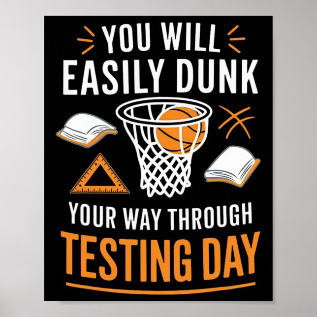 Poster Professor de Dia de Teste Engraçado Sketll Dunk Di (Frente)