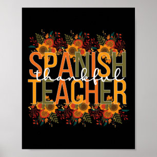 Poster Professor de Espanhol Dia de Ação de Graças Ensino