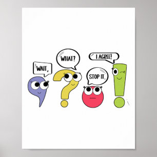 Poster Professor de Gramática Divertido Pontuação Espere 