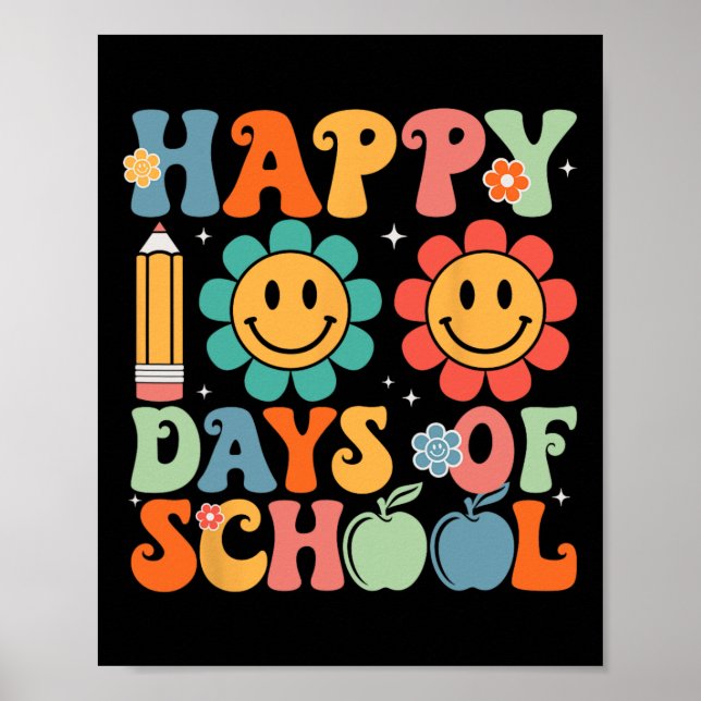 Poster Professor De Groovy Estudante 100º Dia Da Escola F (Frente)