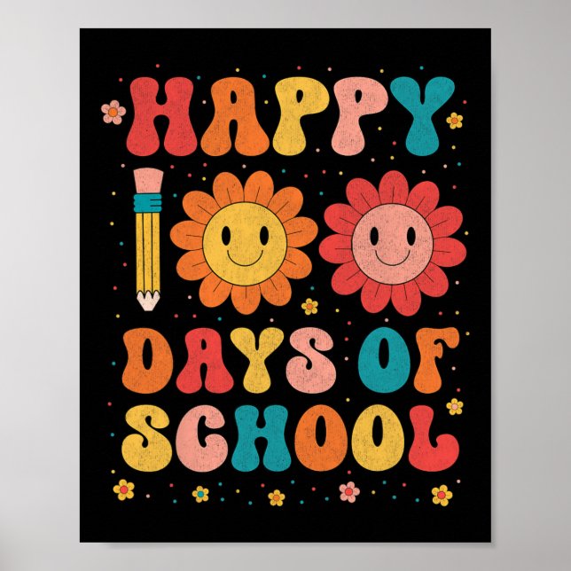 Poster Professor De Groovy Estudante 100º Dia Da Escola F (Frente)