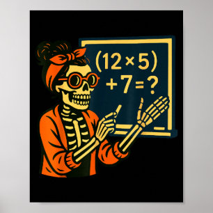 Poster Professor de Halloween Seis Sete Meme 6 7 Esquelet