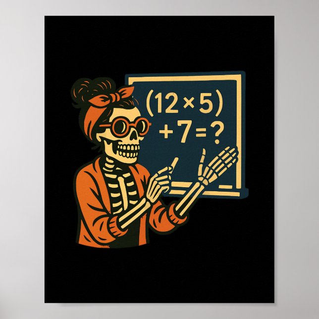 Poster Professor de Halloween Seis Sete Meme 6 7 Esquelet (Frente)