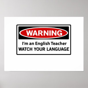 Póster Professor de inglês de advertência