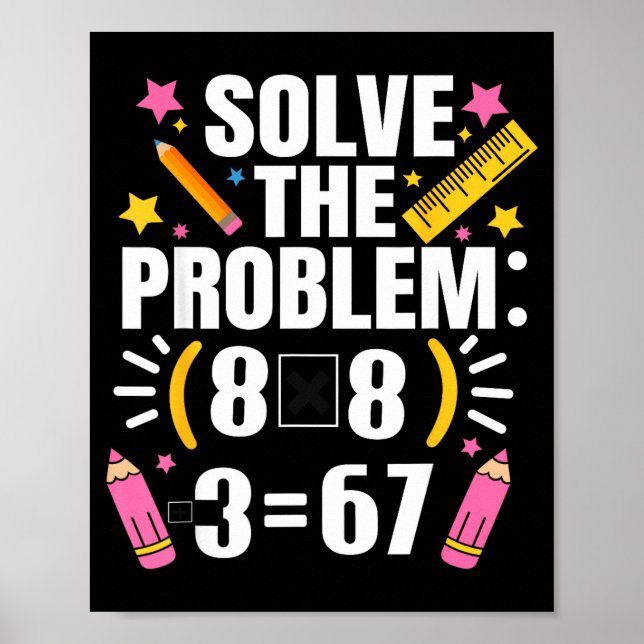 Poster Professor de Matemática Engraçado Resolve o Proble (Frente)