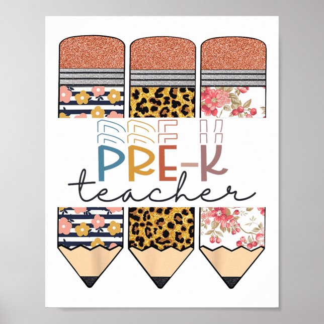 Poster Professor de pré-escola Diversão Lápis de Leopardo (Frente)