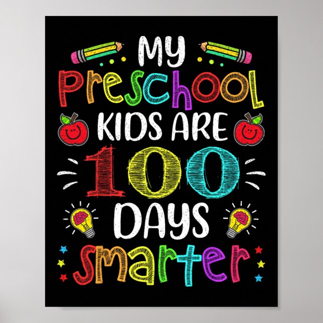Poster Professor De Pré-Escolas 100 Dias Mais Inteligente (Frente)