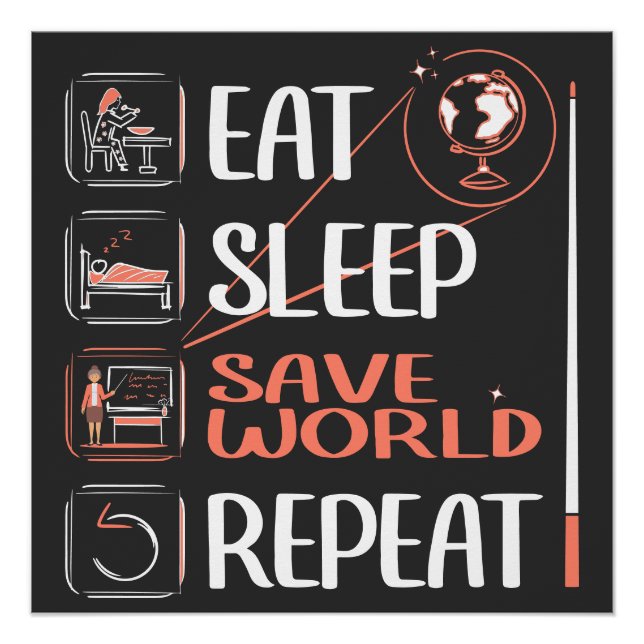 Póster Professor de SuperGeografia Salva Mundo Obrigado P (Frente)