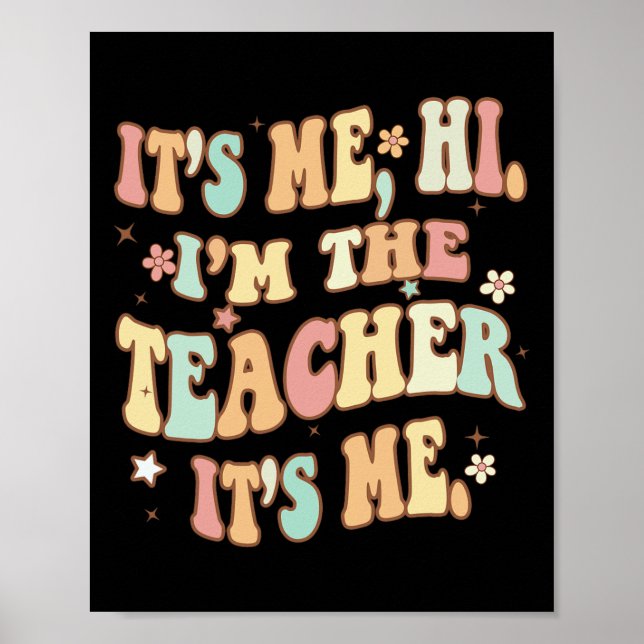 Poster Professor Divertido Groovy Sou Eu Olá Eu Sou O Pro (Frente)