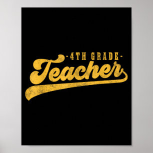 Poster Professor do 4º Ano Cute Gráfico Vintage Quarta Sé