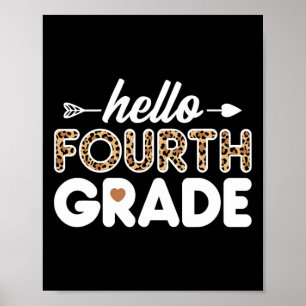 Poster Professor do 4º ano de Leopard Print na 4ª série