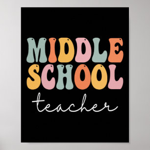 Poster Professor do Ensino Médio Retro Groovy Feliz Prime