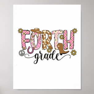Poster Professor do Quarto Ano Cowgirl Ocidental Retro Vo