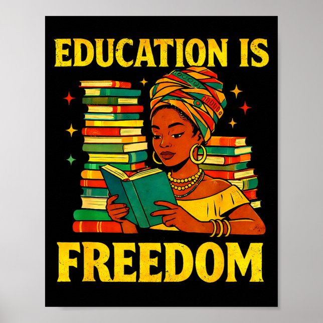 Poster Professor educação história negra é liberdade afro (Frente)
