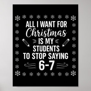 Poster Professor Engraçado Natal Alunos Dizendo 6-7 67 Se