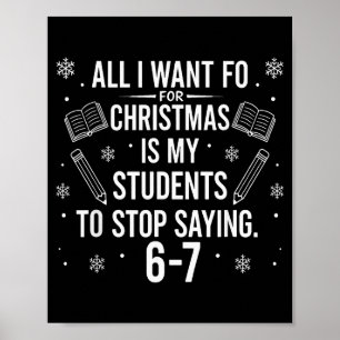 Poster Professor Engraçado Natal Alunos Dizendo 6-7 67 Se