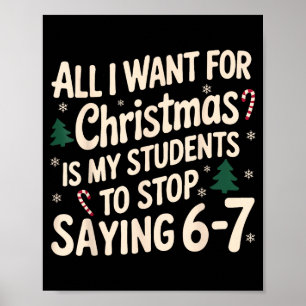 Poster Professor Engraçado Natal Alunos Dizendo 6-7 67 Se