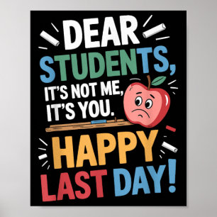 Poster Professor Engraçado Queridos Alunos Feliz Último D
