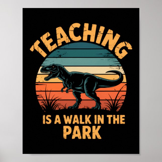 Poster Professor Engraçado Volta às Aulas Dinossauro Fofo (Frente)