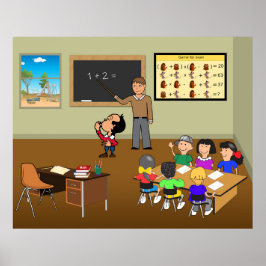 Poster Professor Ensinando Crianças na Aula de Matemática