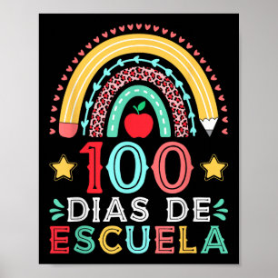 Poster Professor espanhol 100 Dias De Escuela Rainbow