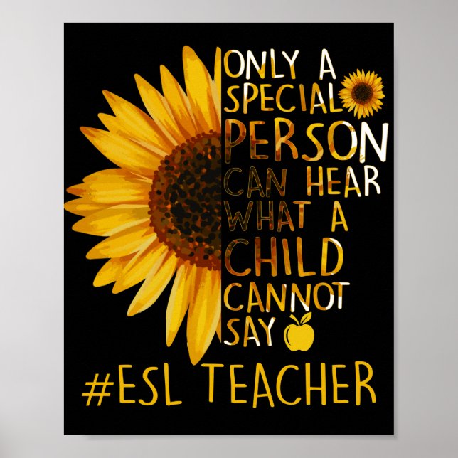 Poster Professor Especial de Sunflower ESL Pode Ouvir (Frente)