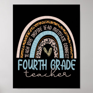Poster Professor Leopard Boho Arco-Íris De Volta À Escola