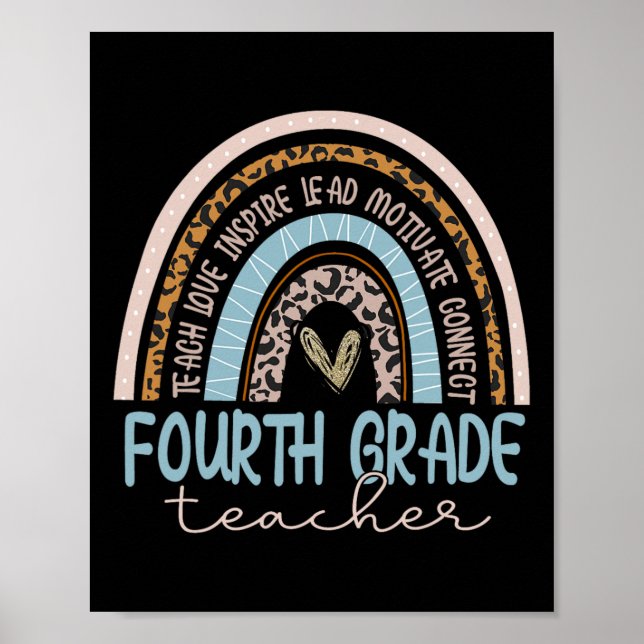Poster Professor Leopard Boho Arco-Íris De Volta Para (Frente)