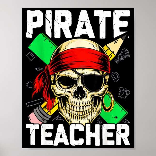 Poster Professor pirata caveira engraçada  (Frente)