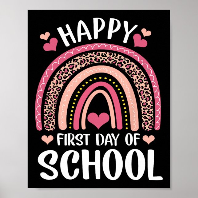 Poster Professor Primeiro Dia De Aula Feliz Arco-íris Leo (Frente)