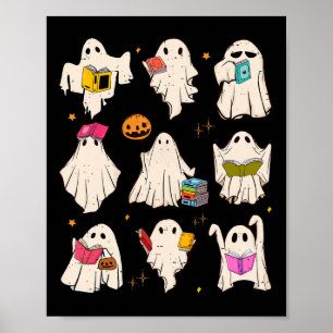 Poster Professor Retro Halloween Ghost Leia Mais Livros T