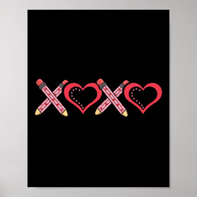 Poster Professor Xoxo Dia dos Namorados Lápis e Maçã 2 (Frente)