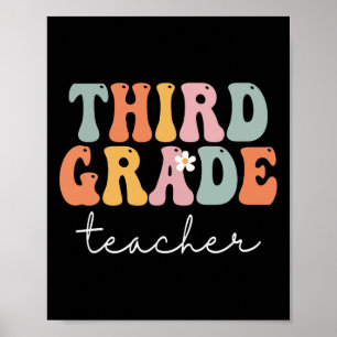 Poster Professora De Grau Retro Groovy Vintage Primeiro D