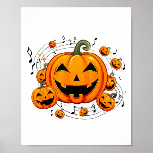 Poster Professora de Música no Halloween Chall Pumpkin