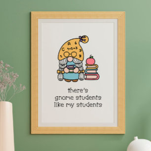 Poster Professora Decor de Sala de Aula Puns Gnomos