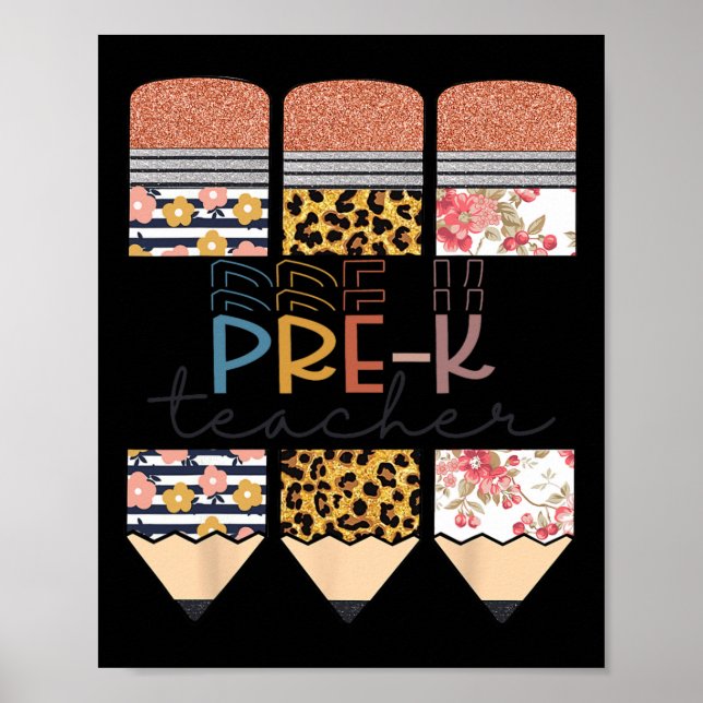 Poster Professora Diversão Leopard Pencil Feliz Primeiro  (Frente)
