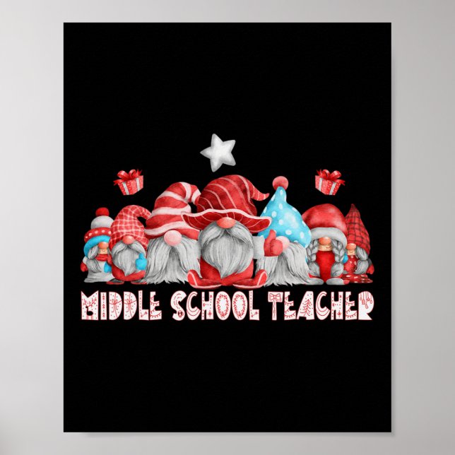 Poster Professora Do Ensino Médio Trabalho De Natal Gnomo (Frente)