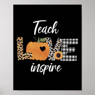 Poster Professora ensina amor inspira outono abóbora