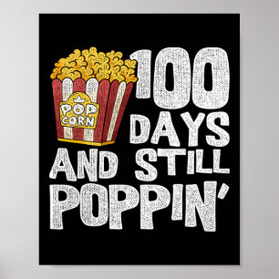 Poster Professora Estudante Da Escola Popcorn 100 Dias De