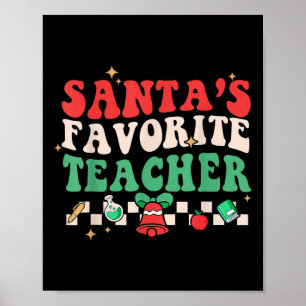 Poster Professora Favorita Santas Retro Groovy Natal Xma