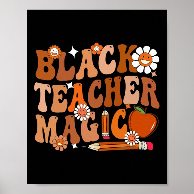 Poster Professora Groovy Black Teacher M - História Negra (Frente)