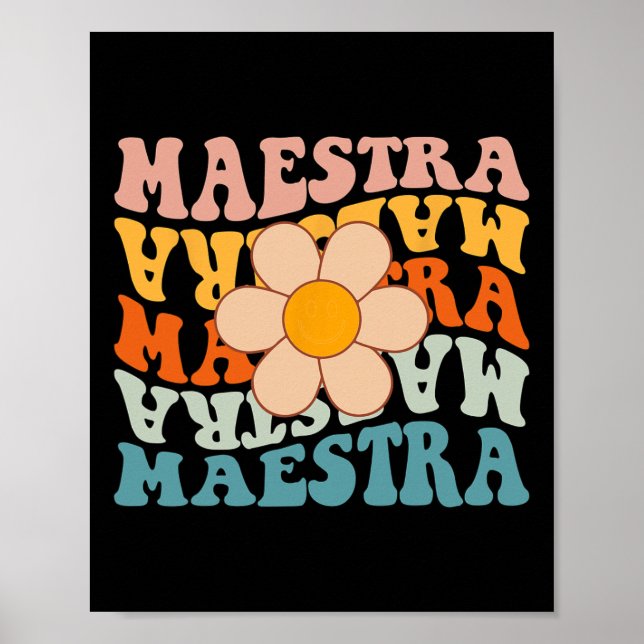 Poster Professora Groovy Maestra Espanhola De Volta à Esc (Frente)