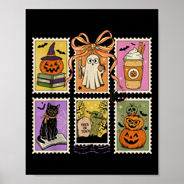 Poster Professora Halloween Shirt Saco Fantasma Lendo Hal (Frente)