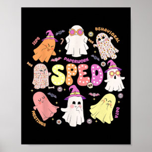 Poster Professora Halloween Spooky Equipe Especial de Edu