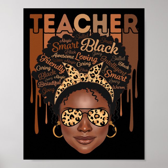 Poster Professora Negra Afro Inteligente Americana Negra  (Frente)